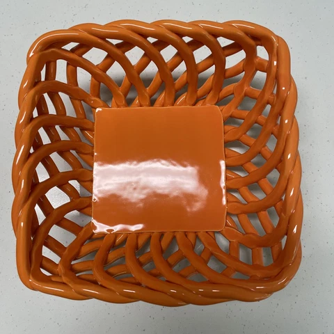 Meritage Lattice Basket Square 7” Bright Pumpkin Orange NWOT Cover