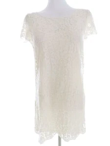 STOCKH LM Size 34 Ivory Short Mini Dress Short Sleeve Lace Embroidery - Picture 1 of 5