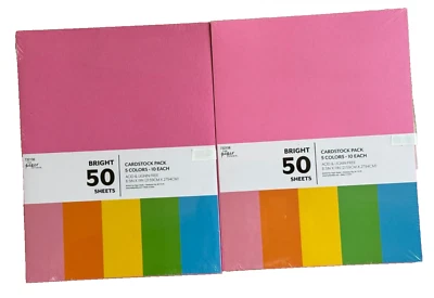 2-pk Colored Cardstock Paper Neon Bright 8.5" x 11" Assorted Colors 100 sheets - Image 1 of 4