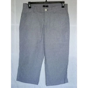 Riders by Lee Blue strip Stretch Capri Pants Cotton Blend Elastic Waist Plus Siz - Picture 1 of 9
