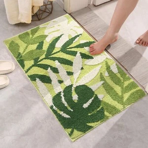 Bath Mat 24x16inch Leaves Non Slip Bathroom Rug Soft and Absorbent Bathroom M... - Picture 1 of 7