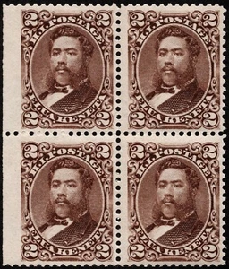 Hawaii - 1875 - 2 Cents Brown King David Kalakaua Issue # 35 Mint NH Block of 4 - Picture 1 of 1