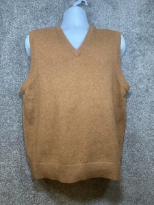 LL Bean Mens M REG Brown 100% Lambs Wool Sleeveless Sweater Vest - Picture 1 of 9