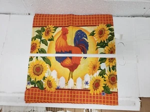 Set of 2 Same Fabric Printed Napkins (18" x 18") ROOSTERS & SUNFLOWERS - Picture 1 of 12