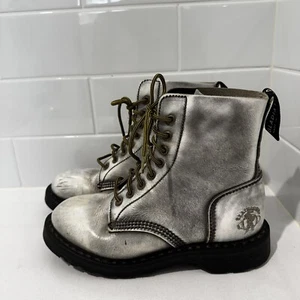 Botas GLADIADOR Hechas en Inglaterra Gris Blanco UK6 AU8 Mujer Cuero De Colección RARAS - Imagen 1 de 20