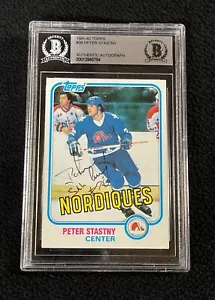 Peter Stastny Signed 1981/82 Topps Rookie Card #39 Beckett Certified Nordiques - Picture 1 of 2