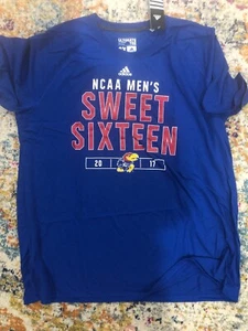 adidas NCAA Kansas Jayhawks 2017 Sweet 16 Motion Ultimate Sleeve Tee XX-L blue - Picture 1 of 5