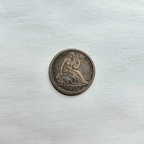 1837 No Stars, Seated Liberty Silver Half Dime, VF details Cover
