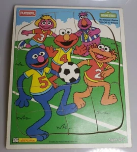 VTG 1994 Sesame Street Wooden Puzzle The Soccer Game 10 pieces Ages 2-5 315-06 - Picture 1 of 3