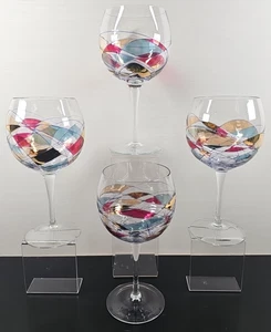 4 Artland Helios Oversize Goblet Set Elegant Mosiac Table Clear Stemware Bar Lot - Picture 1 of 24