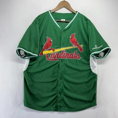 Camiseta de béisbol de los Cardenales de San Luis para hombre XL verde St Pattys promoción botón SGA Foto 1 de 4