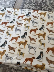 JoAnn Super Snuggle Flannel Fabric Dog Breeds Collie Golden Beagle Dalmatian 1yd - Picture 1 of 2