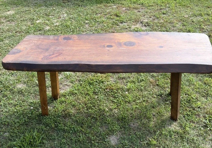 Vtg Mid-Century Modern Free Form Live Edge Pinewood Coffee Table 19.5 X 48 X 18 - Image 1 of 4