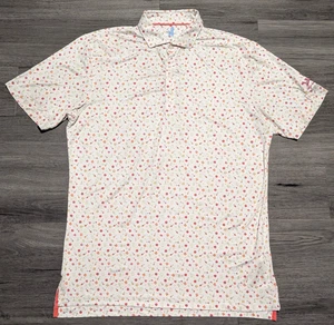 Johnnie-O Herren weiß federleicht UPF 50 Cocktail Getränke Golf Polo Größe Medium - Bild 1 von 8