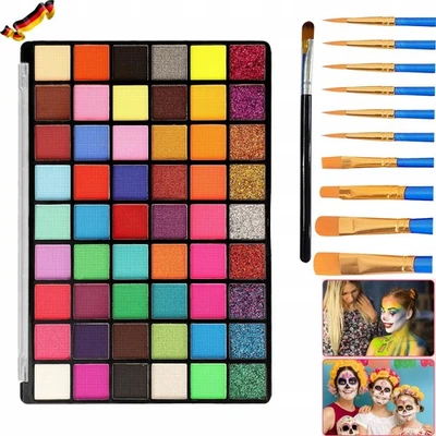 MARKENLOS Kinderschminke Set Mädchen Fasching 54 Farben Professionelle Gesichtsfarbe DHL