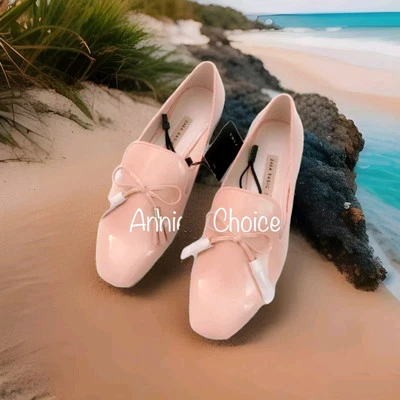 Zapatillas de charol con borlas y lazo ZARA para mujer (Beige, EE. UU. 8/EUR 39) Foto 1 de 4