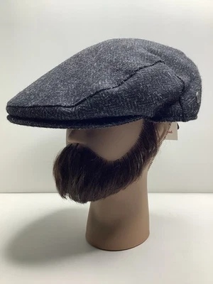 Chapéu boné Jaxon & James Harris tweed Dunvegan preto carvão 100% lã hera 2XL - Imagem 1 de 4