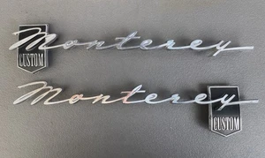 Vintage Mercury MONTEREY Custom OEM Script Emblems Pair Set Badge Original 1960s - Foto 1 di 18