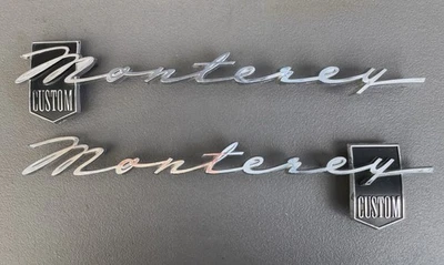 Conjunto de par de emblemas de escritura personalizados vintage Mercury MONTEREY OEM insignia original años 60 Foto 1 de 4