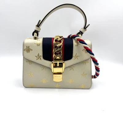 0060 Gucci Mini Sylvie Piel de becerro Bee Star Bolso asa superior Bolso de hombro 12.07 Foto 1 de 4