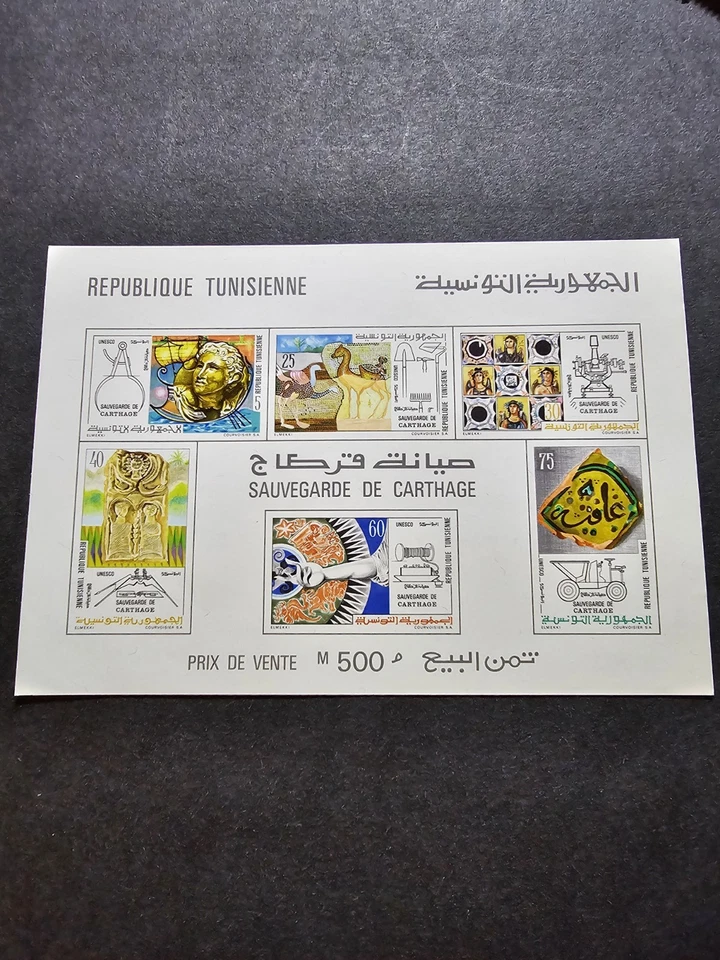 Sello Túnez, Nuevo EN La Caja Bloque Cartago Sin Sangría N°9 Nuevo Lujo MNH 1973 Foto 1 de 1