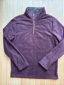 London Fog Men’s Lined Polar Fleece 1/4 Zip Jacket Burgundy/Black Size Large - Picture 1 of 9
