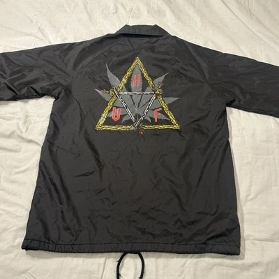 Vintage HUF Coach Jacket Graphic Men's Large Black Windbreaker Marijuana - Image 1 of 4