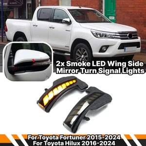For Toyota Hilux Fortuner 2016-2024 2x Black LED Wing Mirror Turn Signal Lamps - Picture 1 of 19