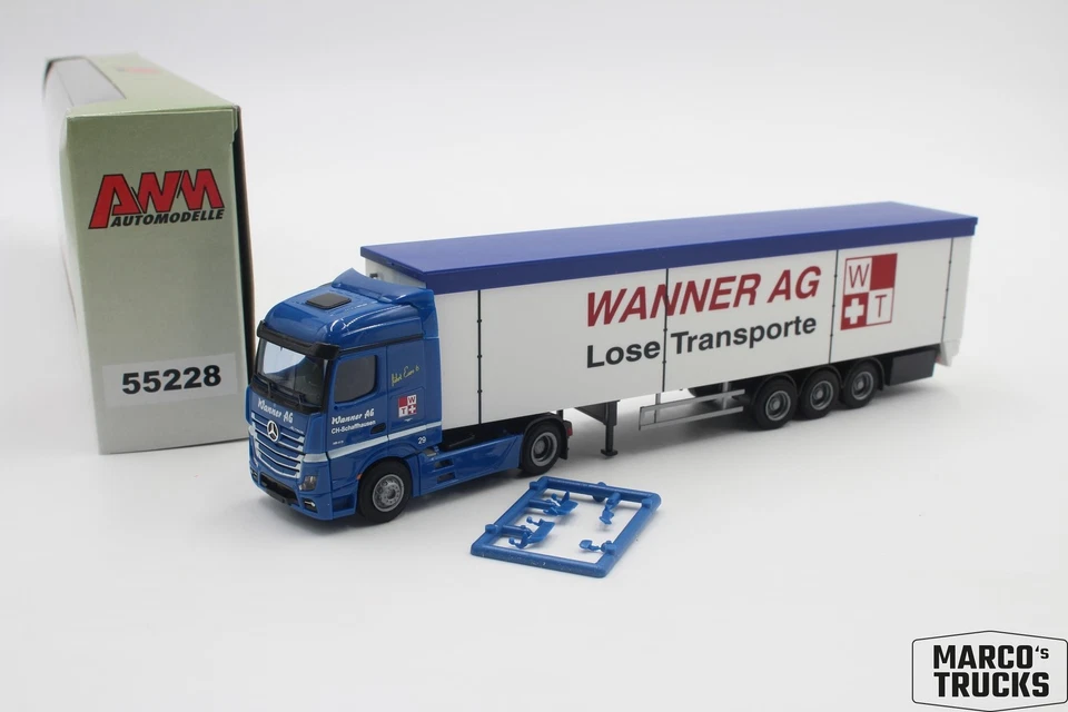 AWM MB Actros 11 semi-trailer truck "Wanner AG Schaffhausen Schweiz" 55228 1:87  - Image 1 of 1