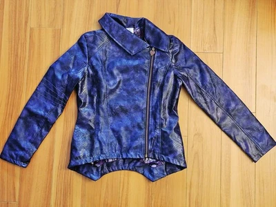 Disney Descendants Mal Jacket Purple Faux Leather Moto Girls Size 11/12 Kids - Image 1 of 4