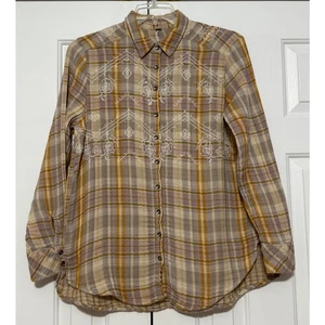 Camicia Free People con bottoni ricamati a quadri, taglia M - Foto 1 di 7