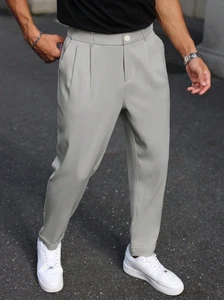 Men's Straight Leg Casual Trousers, Retro British Style Versatile Pants - Picture 1 of 5