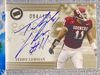 Teddy Lehman Auto /100 2004 Press Pass Football Oklahoma Sooners - Image 1 of 2