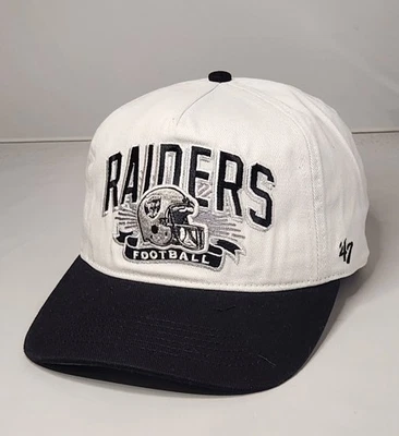 拉斯维加斯突袭者队 '47 Hitch Prime Play 平沿帽白色和黑色帽子 NFL — 第 1/4 张图片