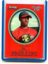 2006 BOWMAN STERLING #BS-PP P.J. PHILLIPS "RED REFRACTOR" ROOKIE RC #1/1, ANGELS