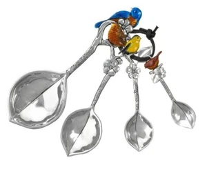 GANZ 4 Piece MEASURING SPOONS Enamel BIRDS Branches BRAND NEW IN BOX ~ FREE SHIP - Picture 1 of 5
