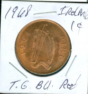 1968 IRELAND LARGE CENT TOP GRADE BU RED $3.49 SHIPPING IRELAND - Picture 1 of 2