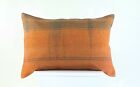 Kilim Lumbar Pillow Cover 16x24 Handwoven Oushak Boho Rug Ethnic Cushion A1002