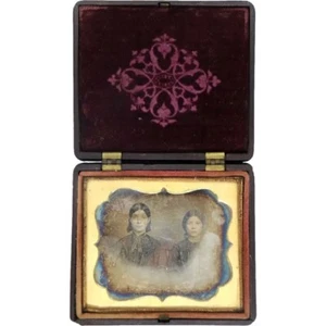 1880s Antique Thermoplastic Union Case Ambrotype Photograph Sisters Women - Picture 1 of 8