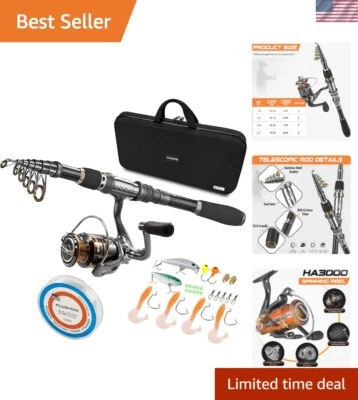 Durable Carbon Fiber Fishing Rod & Reel Combo - Perfect for Travel Anglers - Image 1 of 4