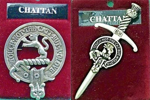 Insignia de peltre o falda escocesa cresta del clan escocés Chattan - Imagen 1 de 3