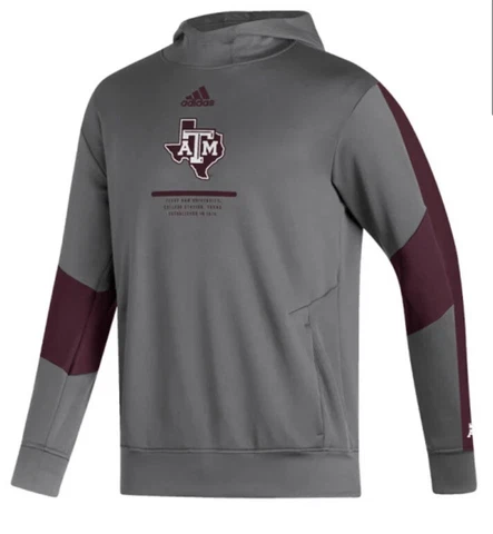 Adidas Men’s Texas A&M Football Charcoal Sideline Hoodie Sweatshirt Jersey XL Cover