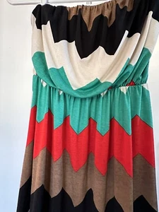 Chevron Print Maternity Strapless Maxi Dress Large Pink Blush Tube Top Dress - Picture 1 of 4