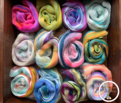 Heidifeathers® 'Retro Mix' Blended Merino Wool Tops Pack - Felting Wool Roving - Image 1 of 4