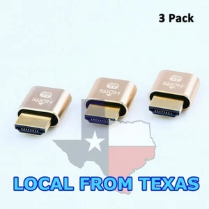 3 Pack HDMI Dummy Plug 4K Display Emulator Windows Mac OSX Linux fit-Headless - Picture 1 of 7