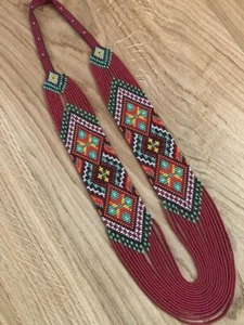 Lange PERLENKETTE Gerdan HANDARBEIT Schmuck Ukrainisch Volk Traditionell - Bild 1 von 3