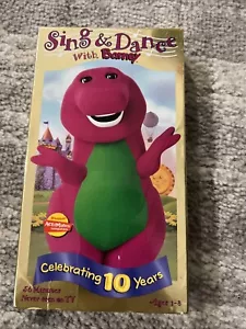 Barney VHS White Tape Sing And Dance With Barney Songs Vintage 1998 Lyons - Imagen 1 de 4