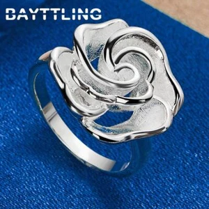 Anillo de plata de ley 925 7/8/9/10# anillo rosa exquisitamente grabado para mujer boda - Imagen 1 de 24