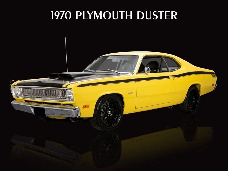 Plymouth Duster Hot Rod 1970 en letrero de metal amarillo y negro: 12x16" y envío gratuito Foto 1 de 1