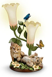 Bradford Exchange Cat Lamp 16" - "Purr-fectly Playful Kitten Torchiere" - Picture 1 of 8